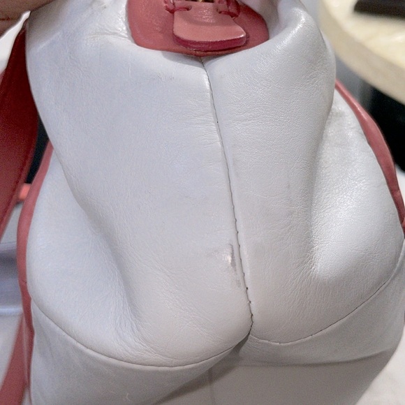 Coach Pink/White  Leather Cricket Satchel #13601 - Picture 6 of 16